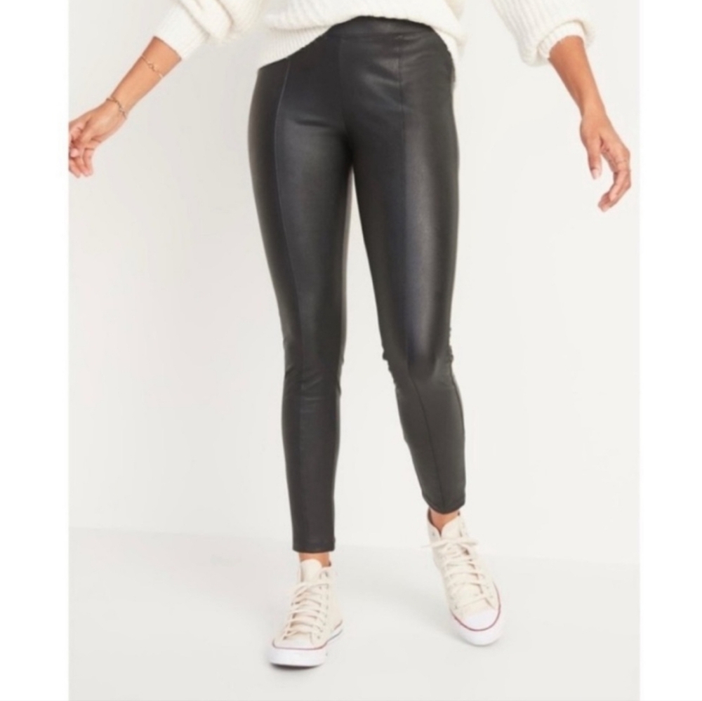 Old Navy Stevie Black Faux Leather Leggings Size XXL Streetwear